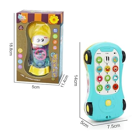 Kids Transparent Gear Phone Car With Light & Music