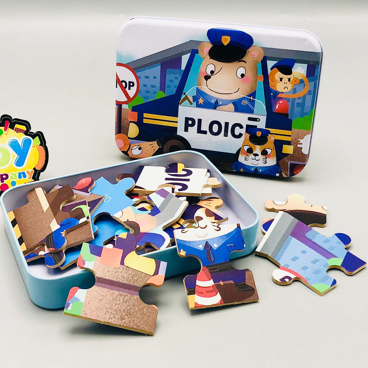 Jigsaw Wood Puzzle Pieces With Iron Box - Assortment