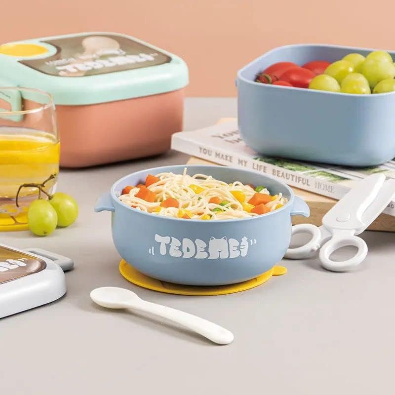 750ml Plastic Lunch Box With Food Scissor & Spoon - Blue
