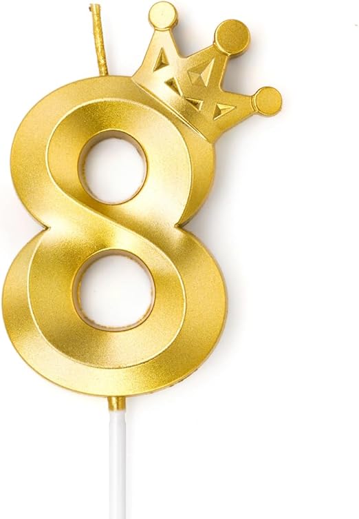 Number 8 Crown Designed Birthday Candle