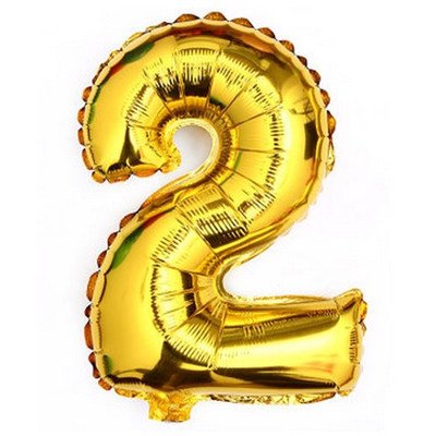 16" Gold Number 2 Foil Balloon - 10Pcs