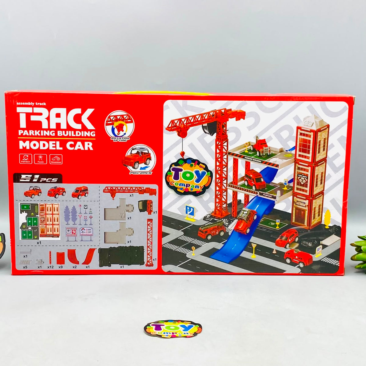 51Pcs DIY Manual Police Parking Track Set With 3Pc Car