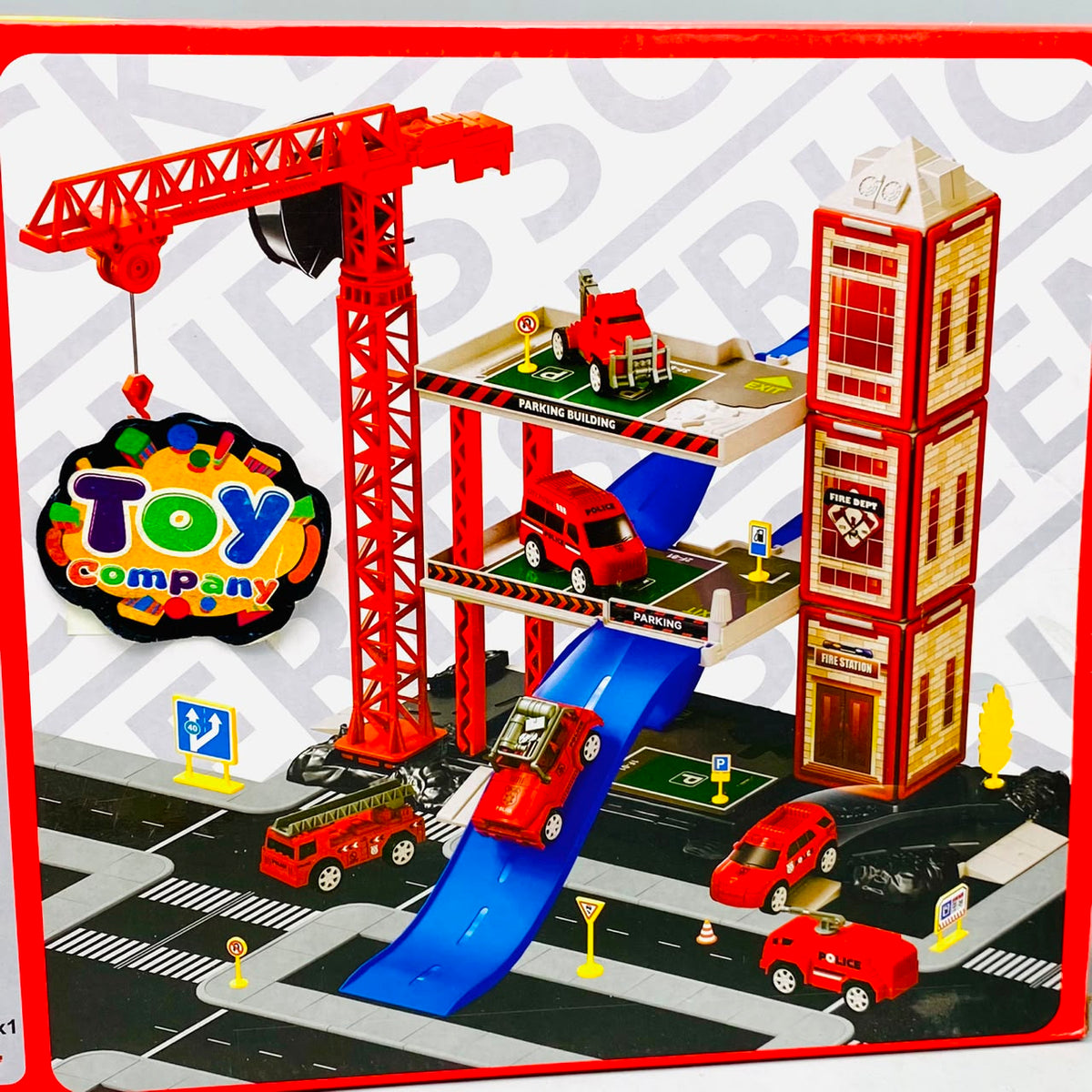 51Pcs DIY Manual Police Parking Track Set With 3Pc Car