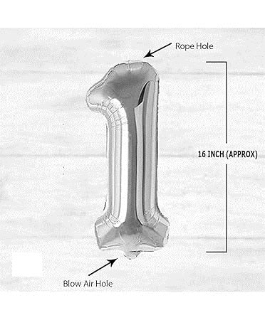 16" Silver Number 1 Foil Balloon - 10Pcs