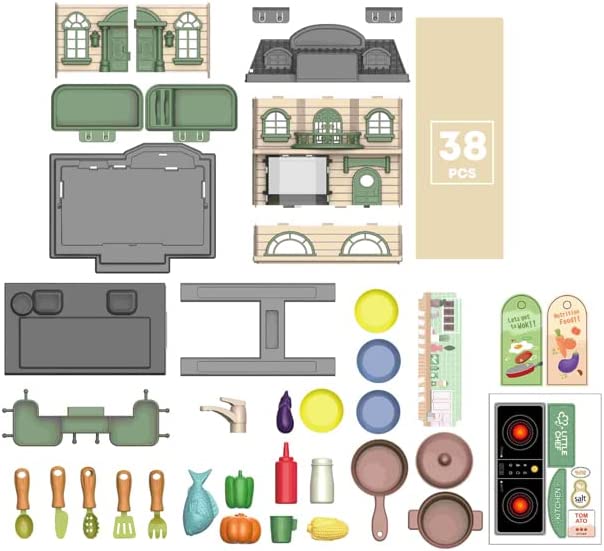 2-in-1 DIY Play House Villa & Kitchen