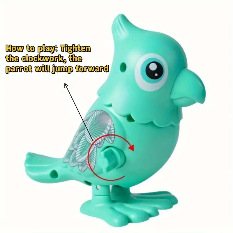 1Pc Wind-up Colorful Jumping Parrot Toy