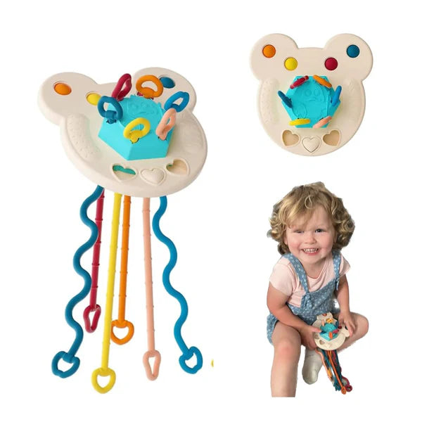3in1 Silicon Funny Teether & Puller Toy