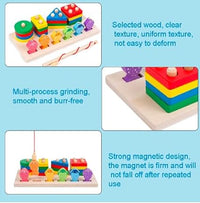 2in1 Wooden Fishing & Shapes Column Sorting Game