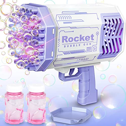 69 Holes Rechargeable Bazooka Colorful Bubble Gun