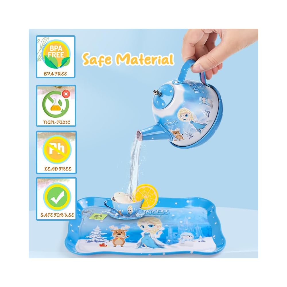 18Pcs Snow Beauty Metal Tea Set For Kids
