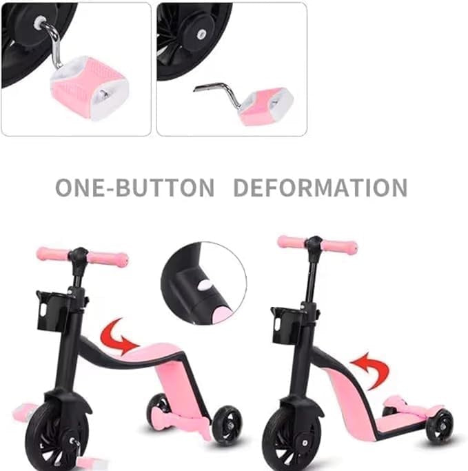 2in1 Kids Scooter & Convertible Tricycle - Pink