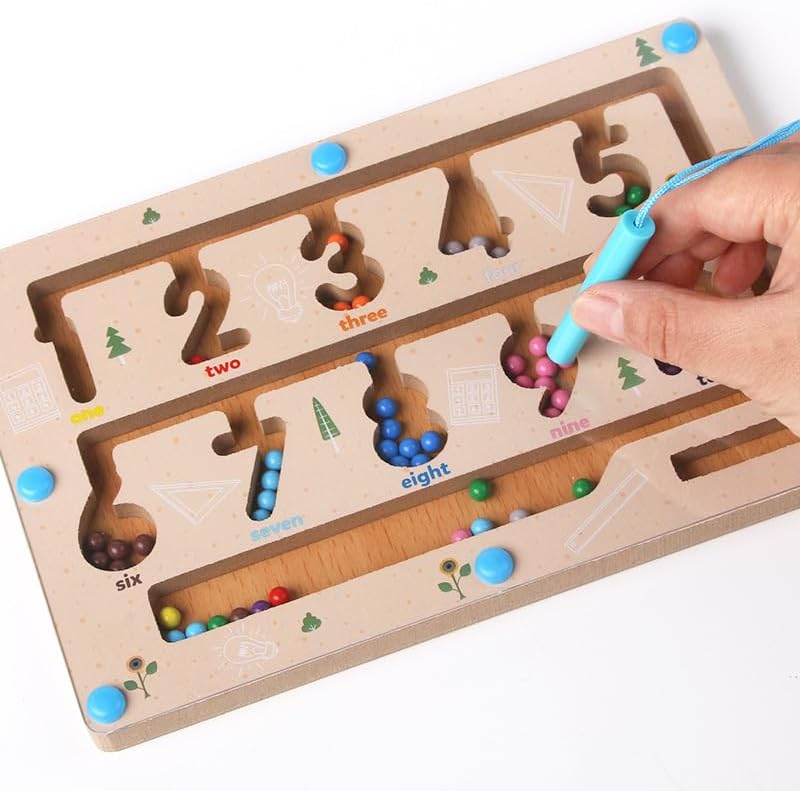 Wooden Magnetic Colorful Maze Game Board