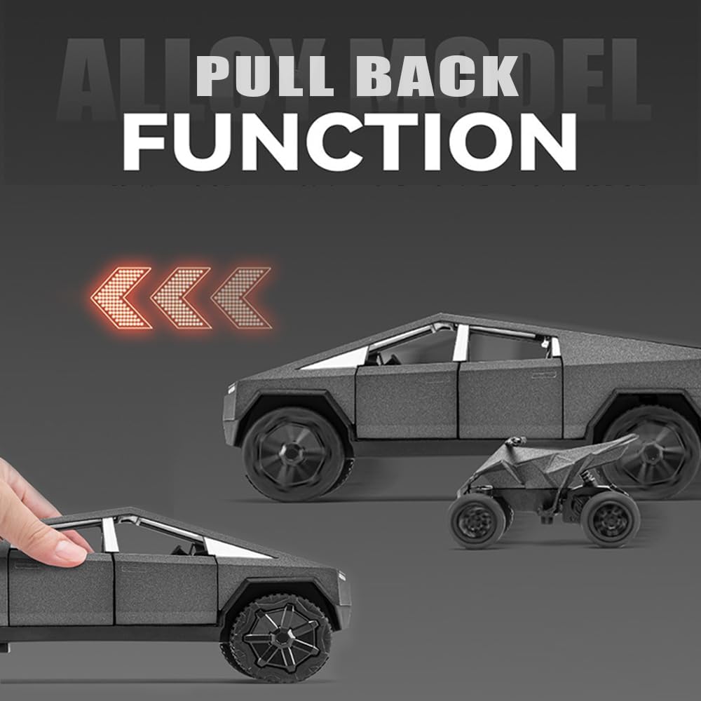 1:32 Diecast Tesla Pickup Truck With Bike & Trailer