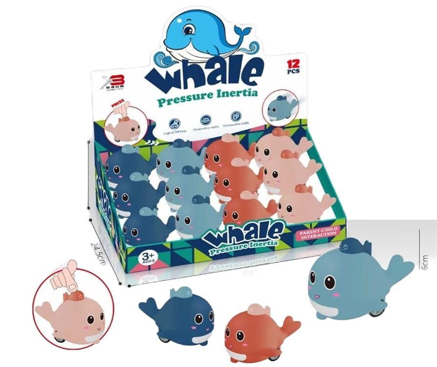 Inertial Press & Go Mini Whale Toy - 1Pc