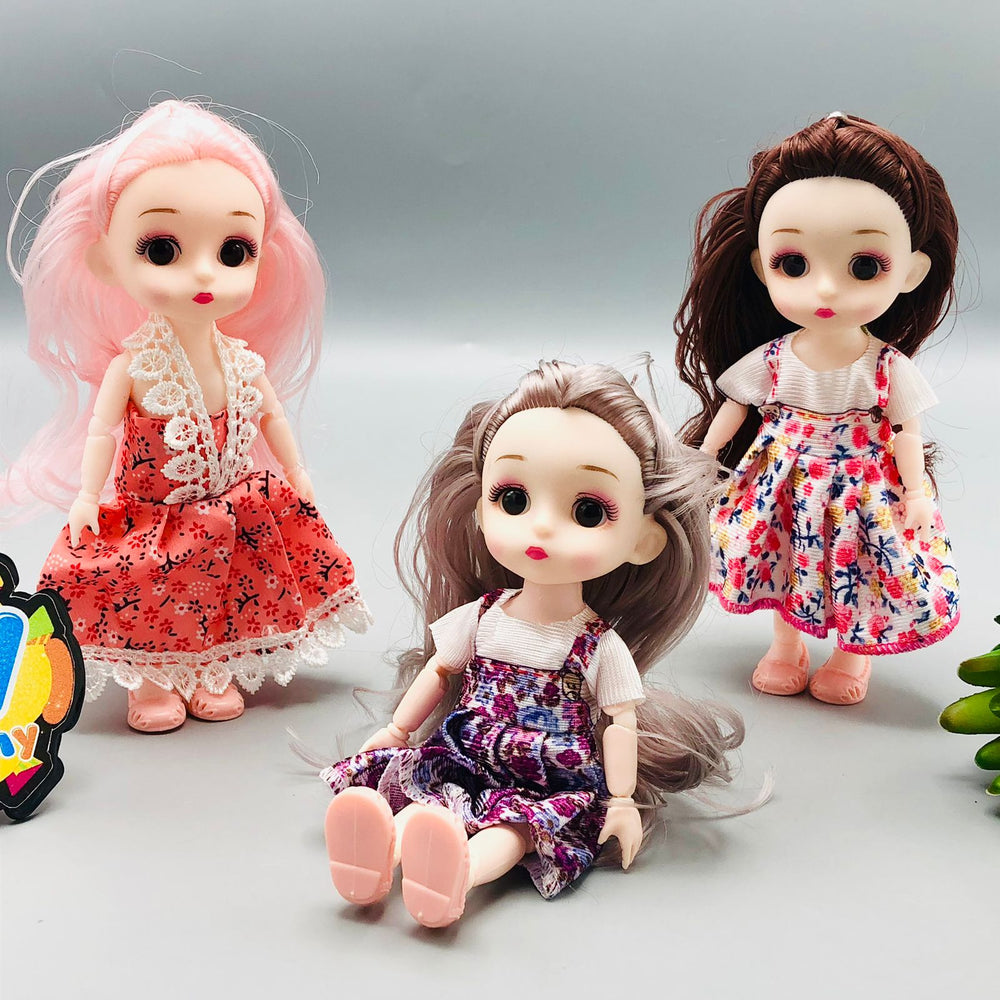3Pcs 6* Inches Premium Movable Joints Dolls Set - Without Box