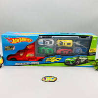 Hot Wheels Car Carrying Trailer Truck - 6Pcs Cars