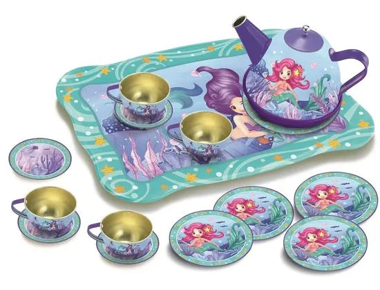 14Pcs Kids Mermaid Themed Metal Tea Set