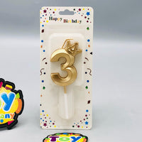 Number 3 Crown Designed Birthday Candle