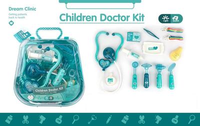 13Pcs Kids Pretend Play Doctor Kit With Acrylic Box - Green