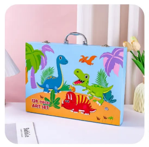 128Pcs Premium Dinosaur Kids Painting Kit Briefcase