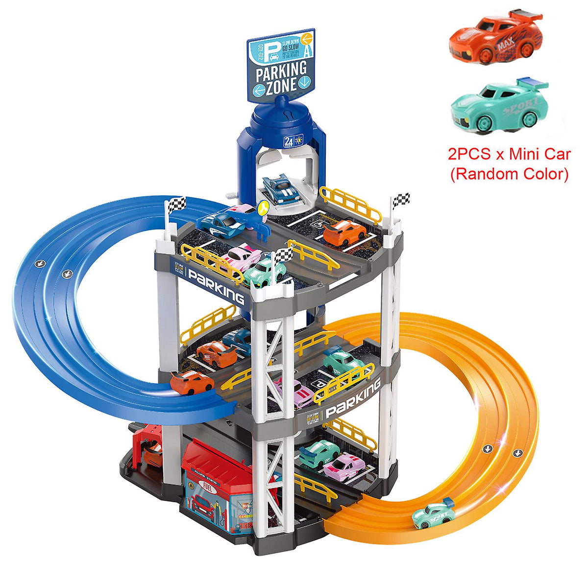 Manual Double Lane Urban Parking Lot Track With 2Pcs Cars