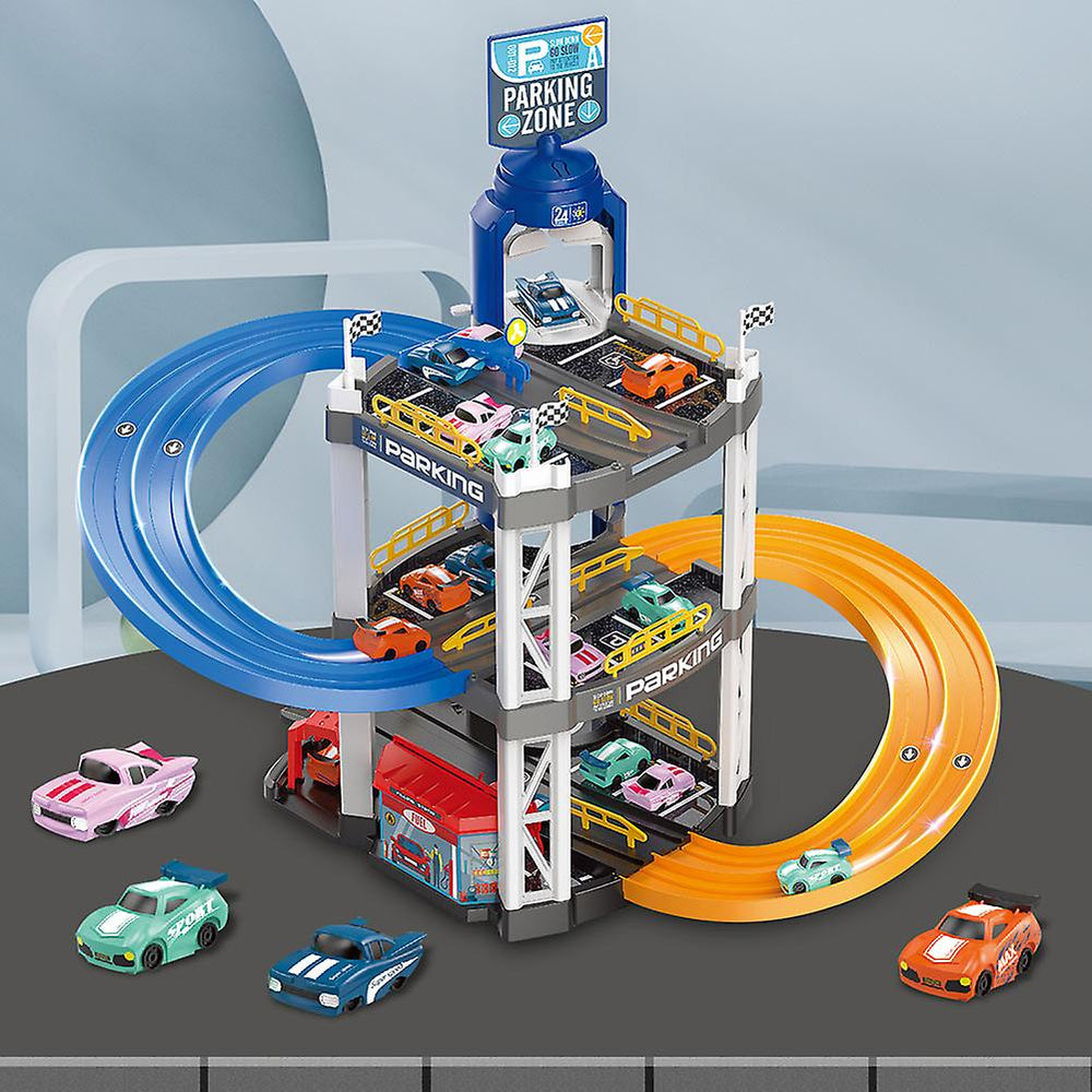 Manual Double Lane Urban Parking Lot Track With 2Pcs Cars