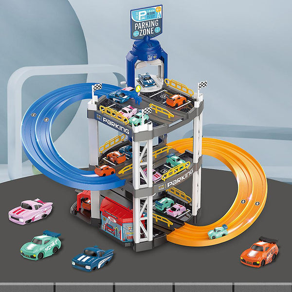 Manual Double Lane Urban Parking Lot Track With 2Pcs Cars