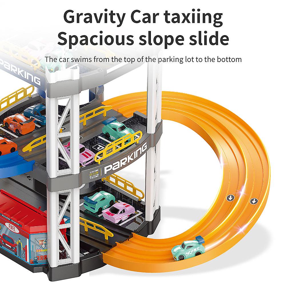 Manual Double Lane Urban Parking Lot Track With 2Pcs Cars