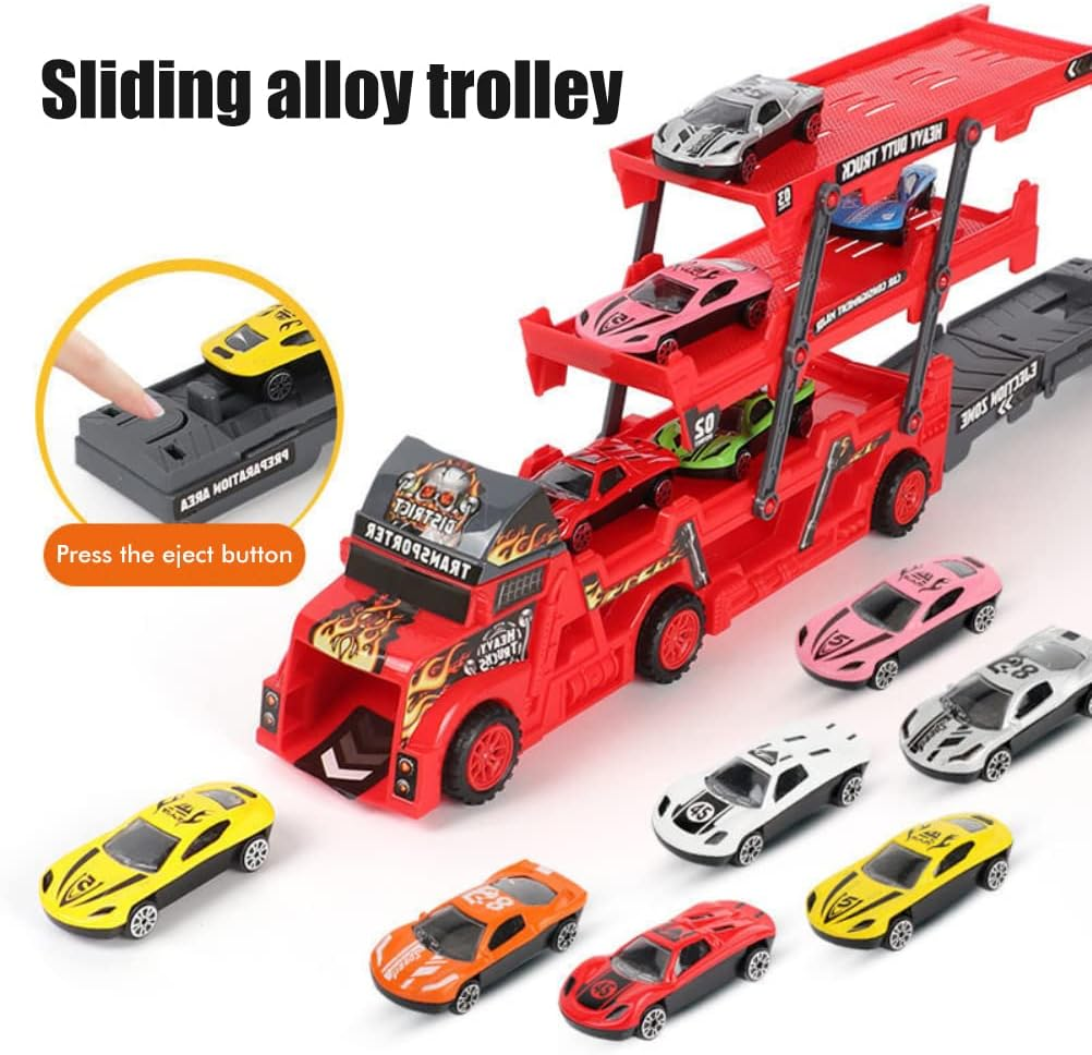 ABS Mini Car Launcher Truck With 8Pcs Alloy Cars