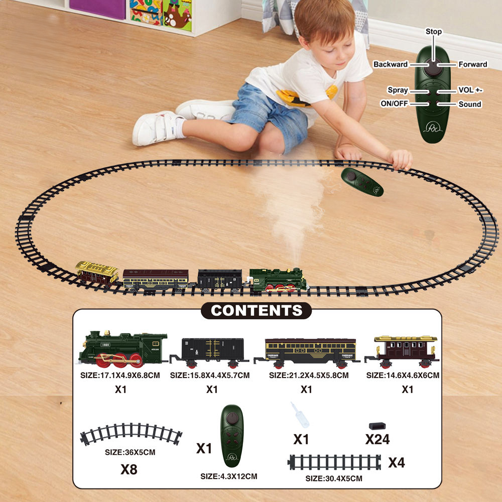44Pcs RC Classic Train Track Set With Smoke