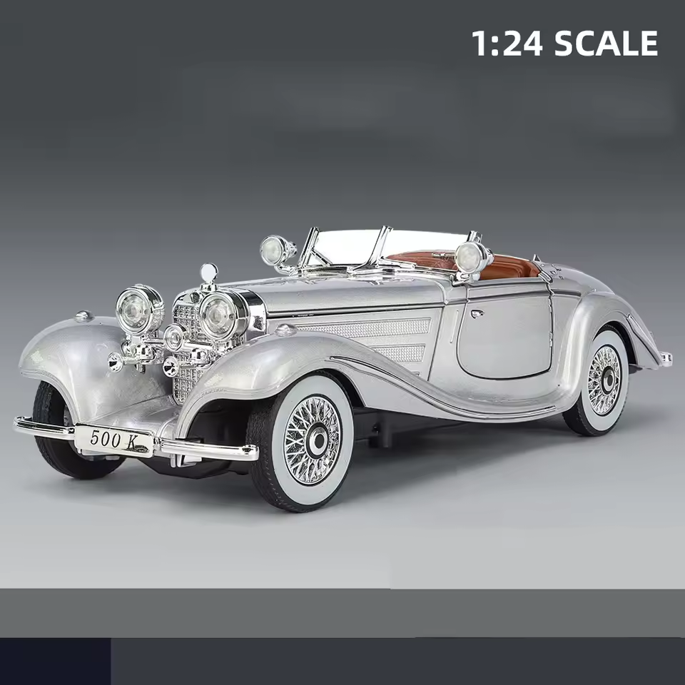 1:24 Diecast Benz 500K Classic Model With Acrylic Box - Gray