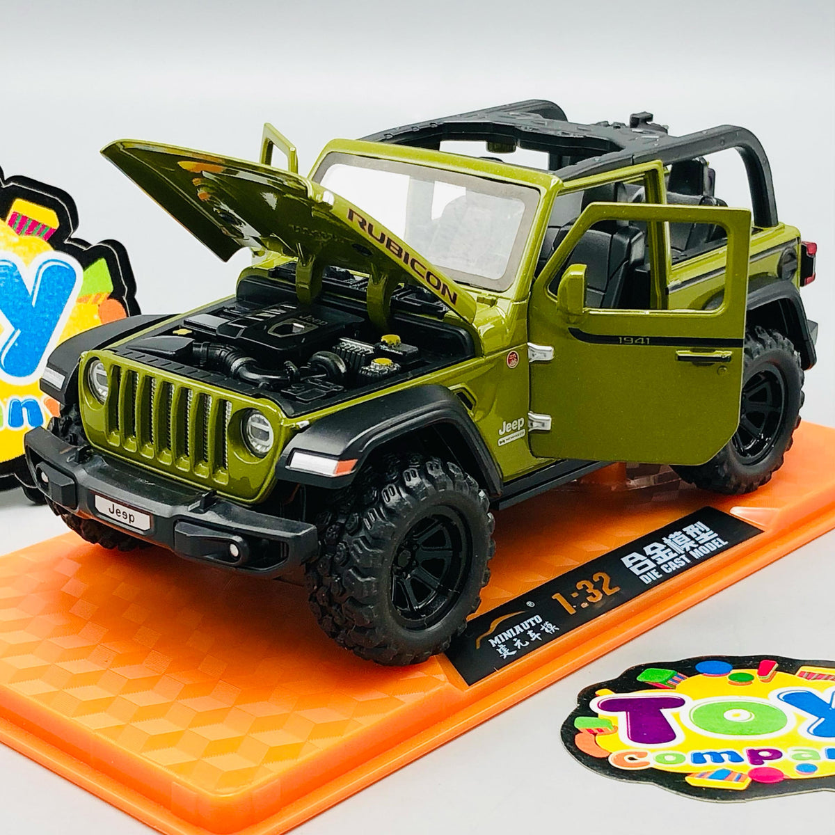1:32 Diecast Rubicon Jeep With Acrylic Display Box - Green