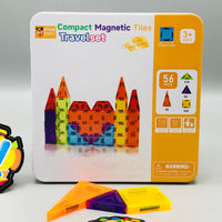 56Pcs Kids Magnetic Tiles Building Set With Storage Box