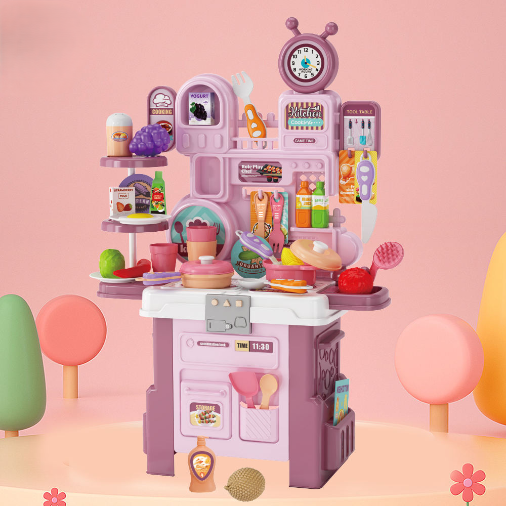 56Pcs Kids Pretend Play Kitchen Cooking Play Set