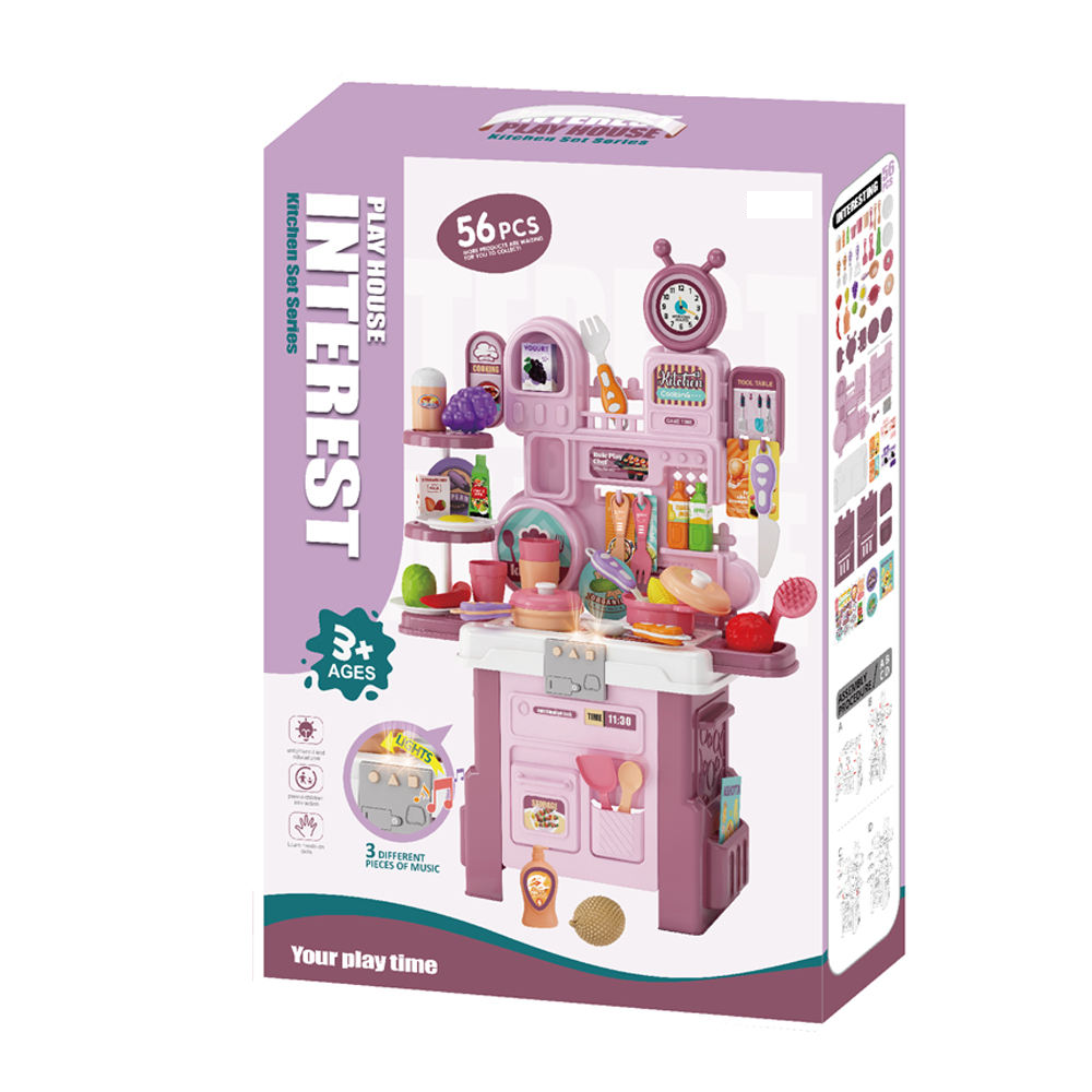 56Pcs Kids Pretend Play Kitchen Cooking Play Set