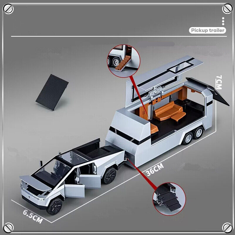 1:32 Tesla Pickup Truck With Trailer