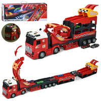 113cm Deformation Catapult Car Launching Truck - 4Pcs Alloy Cars