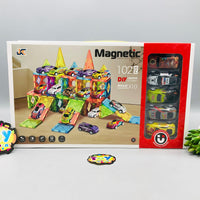 102Pcs DIY Magnetic Tiles Building Blocks With 10Pcs Car