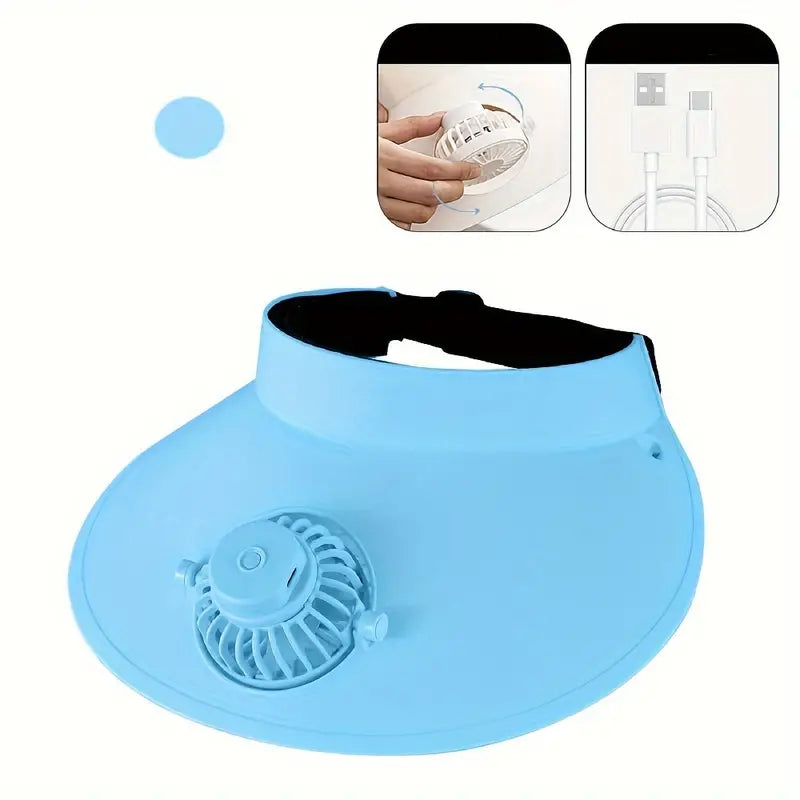 Rechargeable & Adjustable Rotating Fan Sun Hat