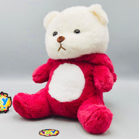 12* Inches Premium 2in1 Hoodie Bear Stuff Toy - Burgundy