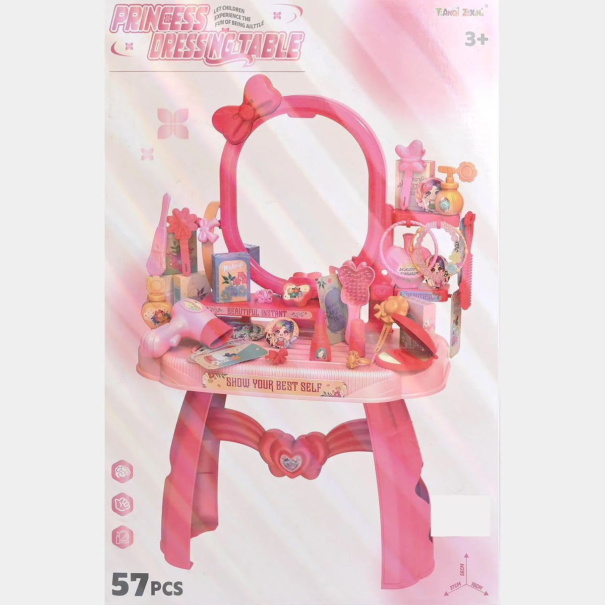 57Pcs Pretend Princess Dressing Table 