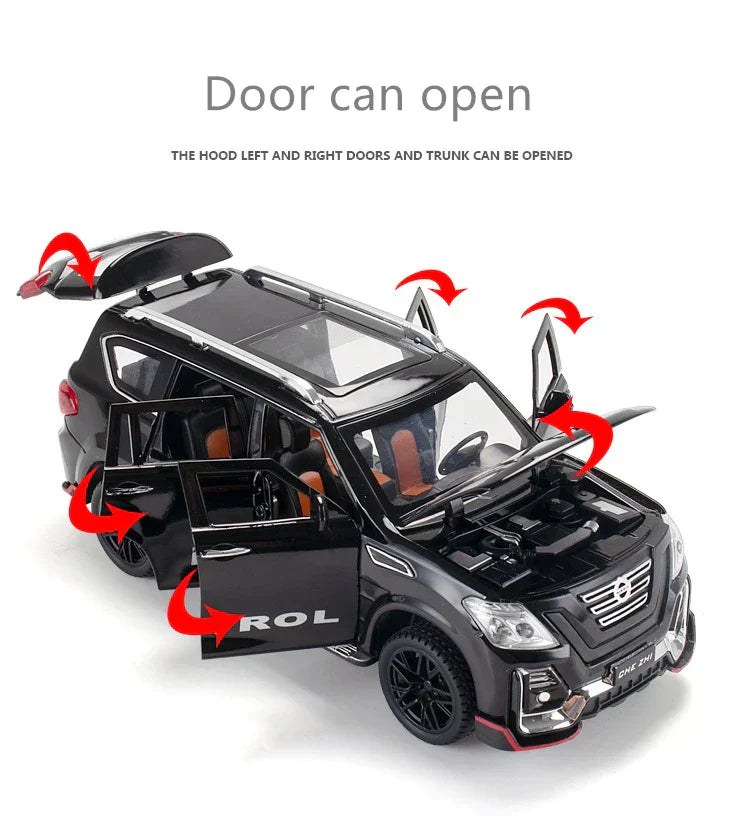 1:24 Diecast Nissan Patrol SUV Model Car With Smoke