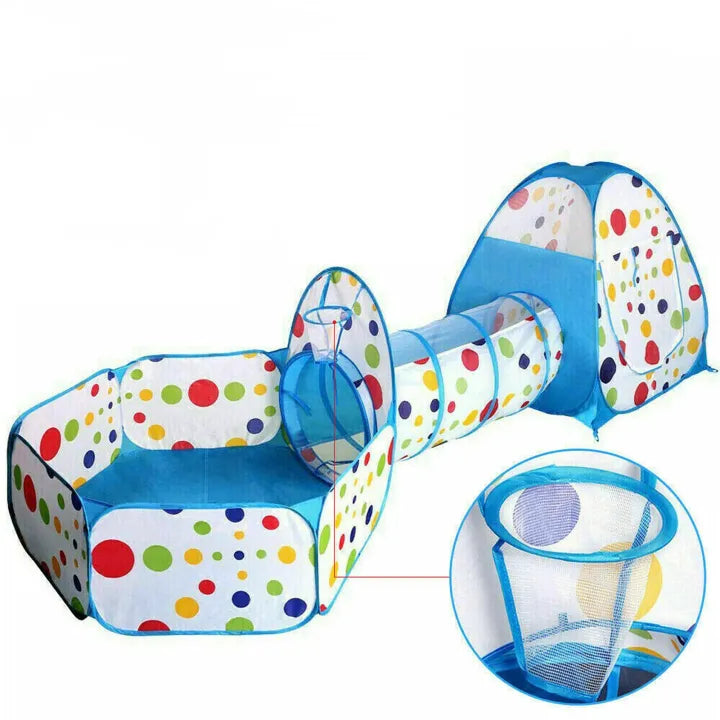3in1 Foldable Tunnel Tent House - Blue