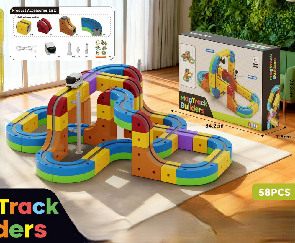 58Pcs DIY Magnetic Levitation Train Track Set