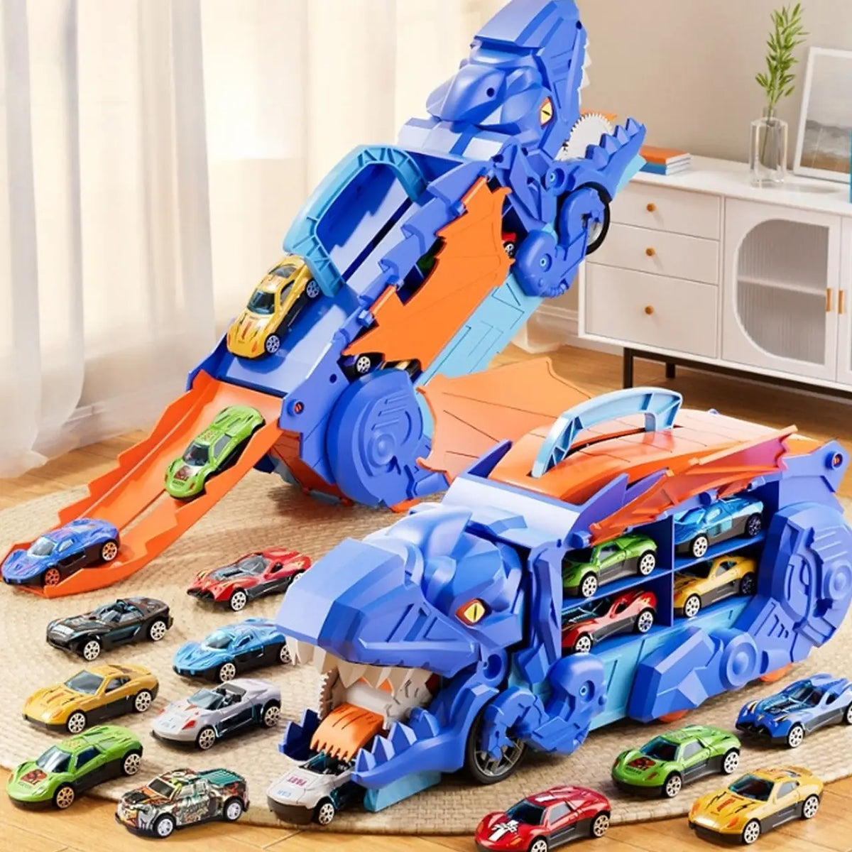 Hot Wheels ABS Dinosaur Truck With 3Pcs Alloy Cars