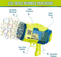 132 Holes Rechargeable Rocket Colorful Bubble Gun