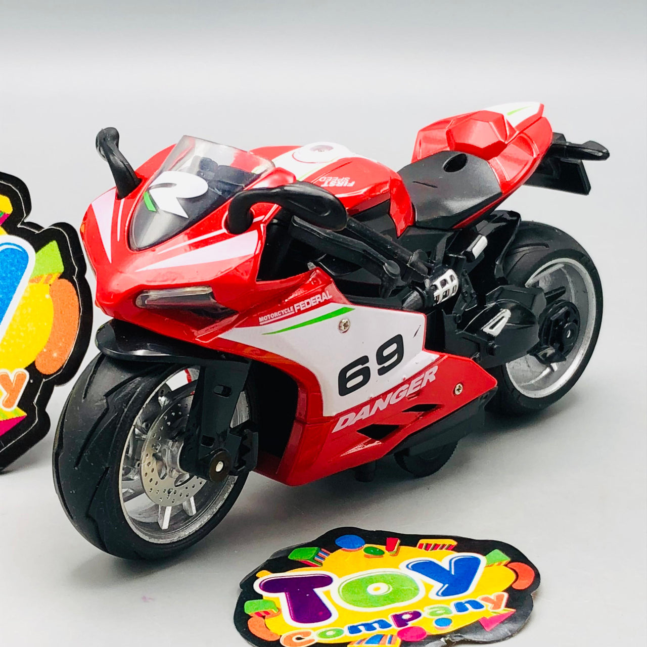 1:12 Diecast Pullback Danger Model Bike - 1Pc
