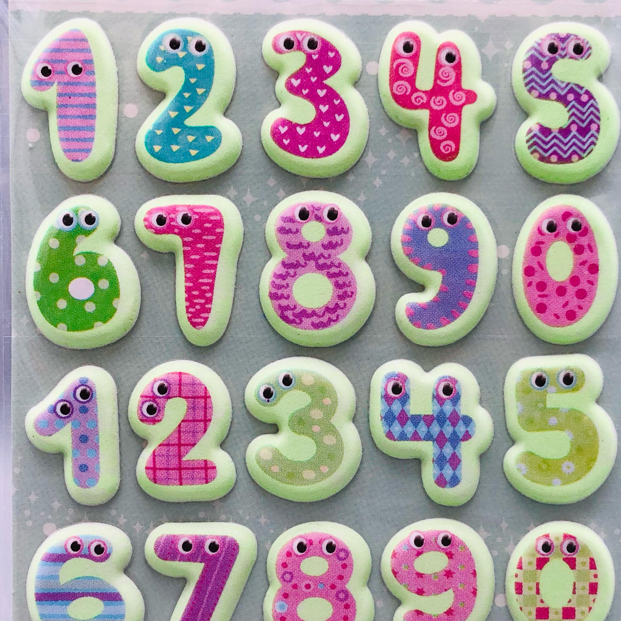 3D Colorful Pattern Number & Symbols Sticker - 1Pc