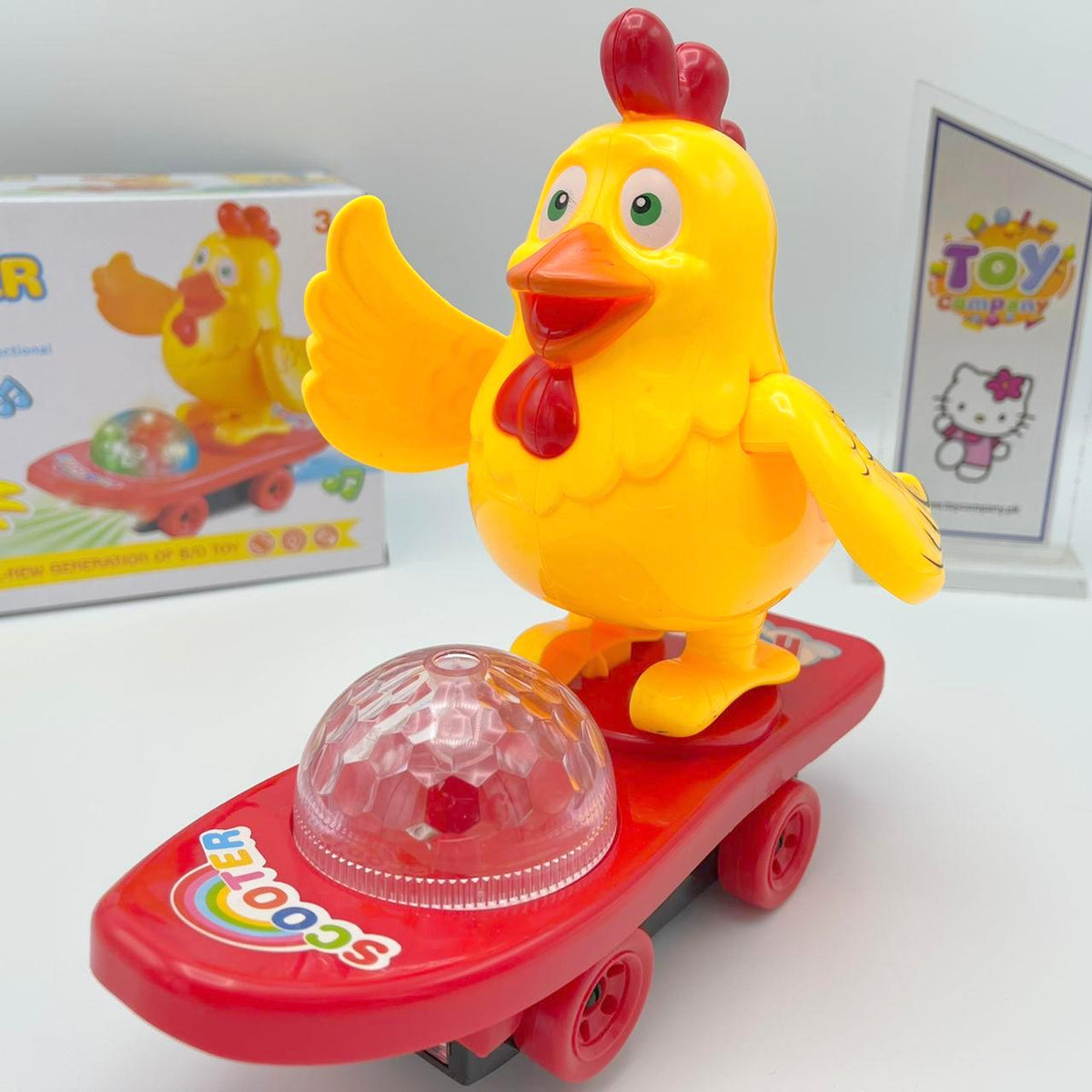 Hen on Skate Board