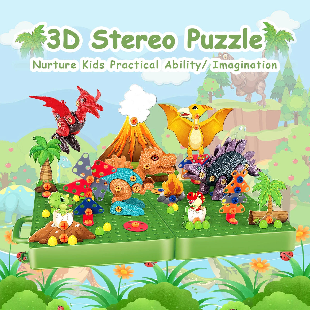 DIY Creative Dinosaur Projection & Puzzle Board With Storage Box